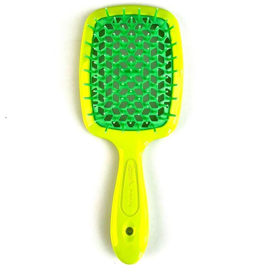 Гребінець Janeke Superbrush Standart Жовтий із зеленим